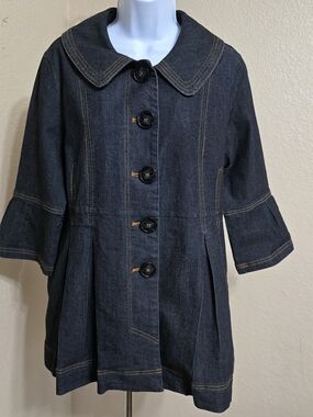 Dark Indigo Denim Button-Front Jean Jacket